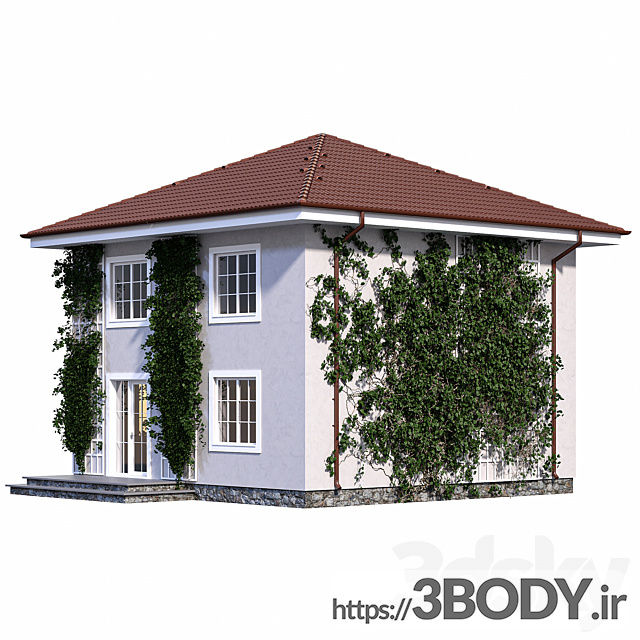 آبجکت سه بعدی خانه دو طبقه با پیچک عکس 4