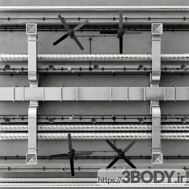 آبجکت سه بعدی سیستم تهویه سقف عکس 4