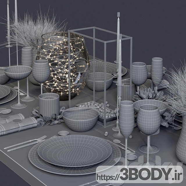 مدل سه بعدی چیدمان میز غذاخوری لوکس عکس 4