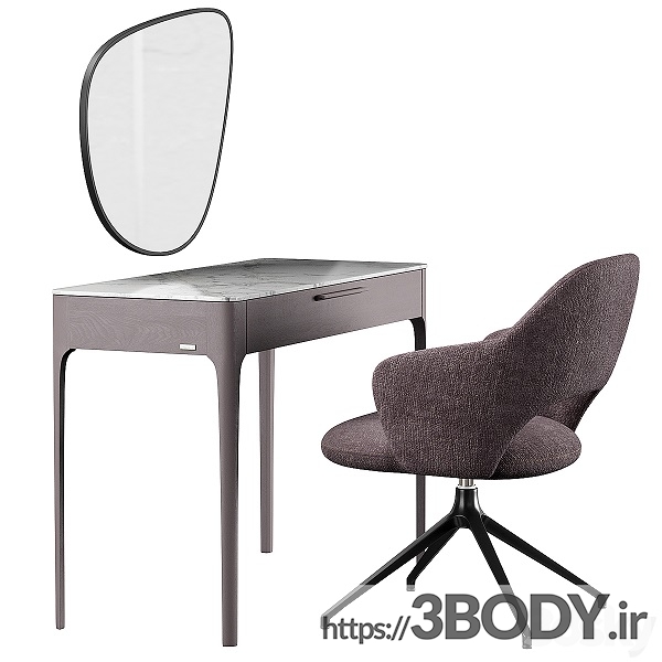 آبجکت سه بعدی میز و صندلی آرایشی عکس 4