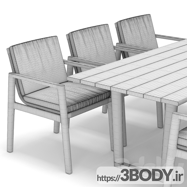 آبجکت سه بعدی  میز و صندلی در فضای باز عکس 2