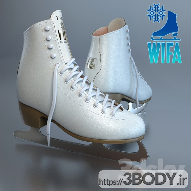 مدل سه بعدی کفش اسکی روی یخ عکس 1