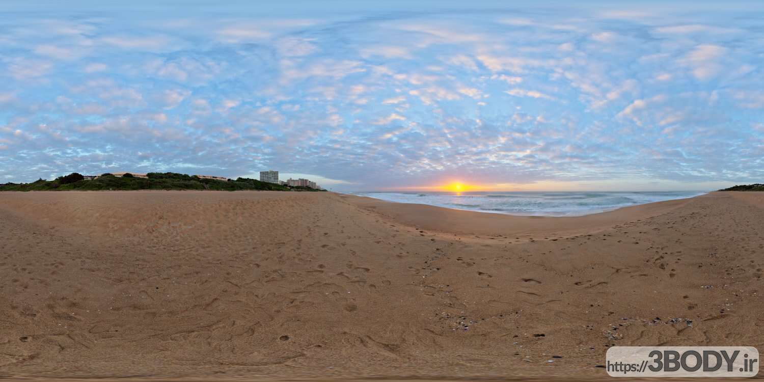 تصویر HDRI طلوع خورشید در ساحل عکس 1