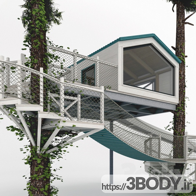 آبجکت سه بعدی آلاچیق خانه درختی   سفید عکس 1
