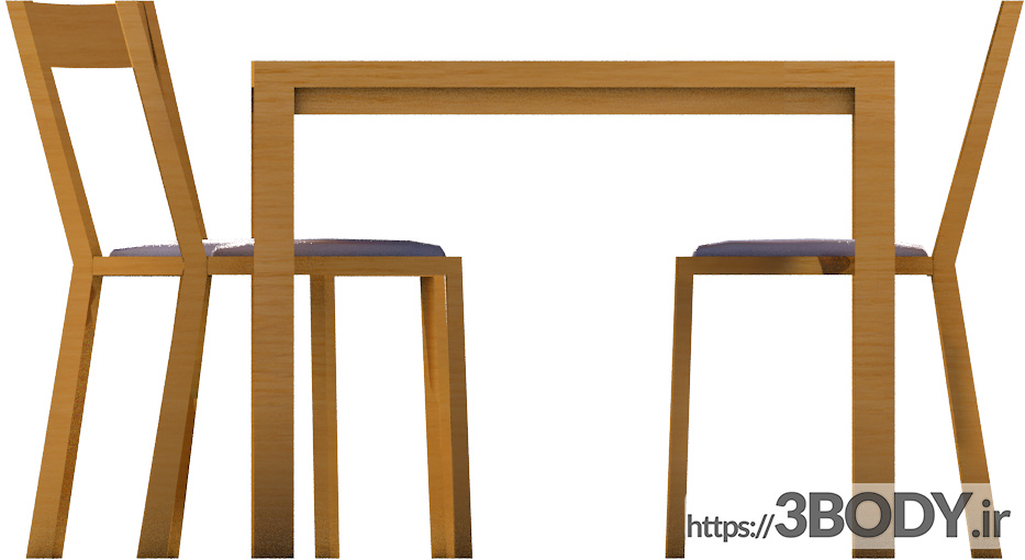 مدل سه بعدی رویت - میز و صندلی چوبی عکس 1
