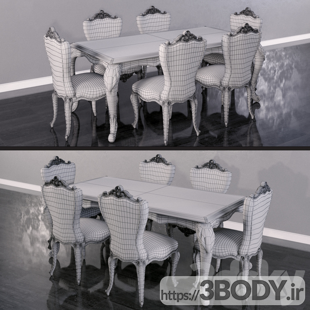 مدل سه بعدی  میز و صندلی عکس 3