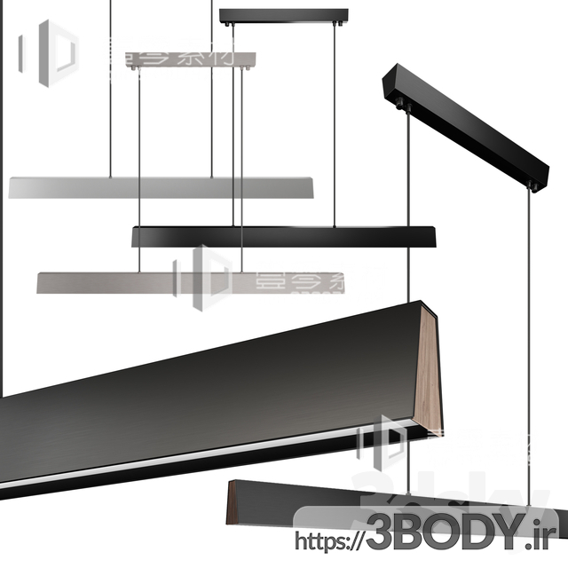 مدل سه بعدی  لوستر سقفی سیاه عکس 1