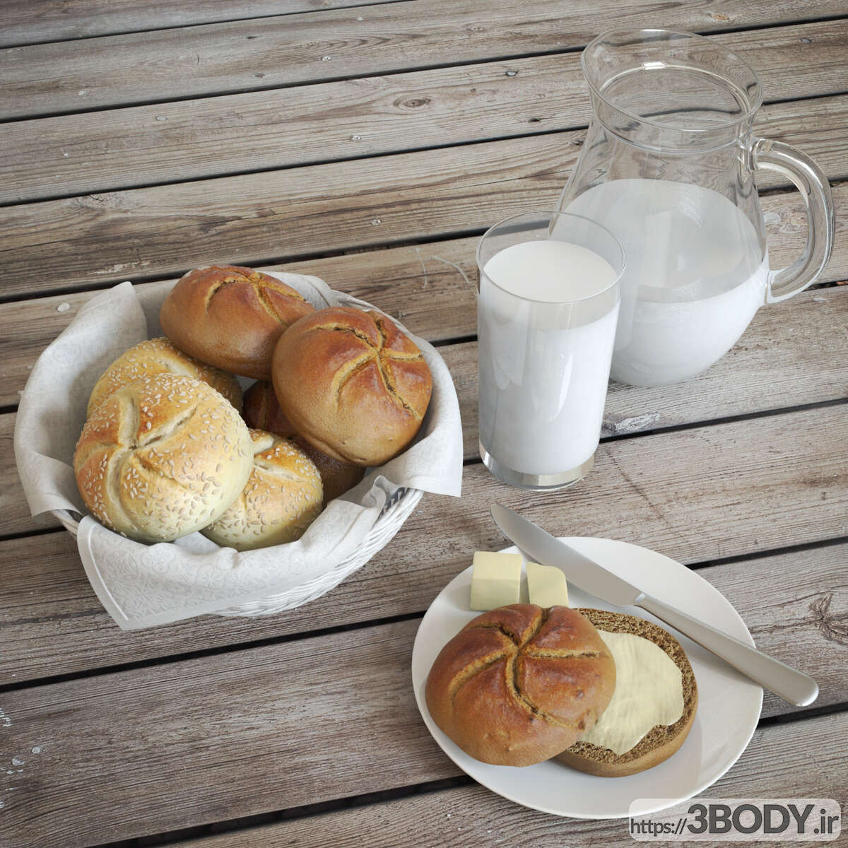مدل سه بعدی شیر و نان عکس 3