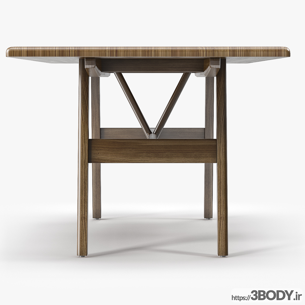 مدل سه بعدی  میز و صندلی چوبی عکس 3
