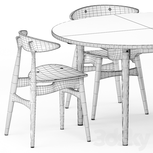 آبجکت سه بعدی میز و صندلی چوبی عکس 5