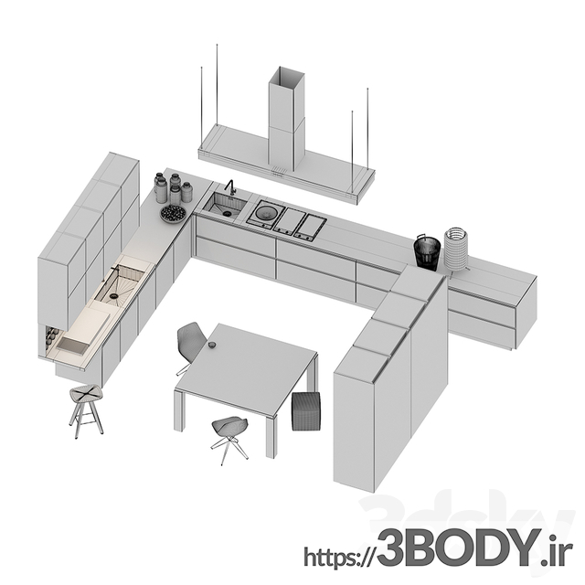 آبجکت سه بعدی دکوراسیون آشپزخانه عکس 2