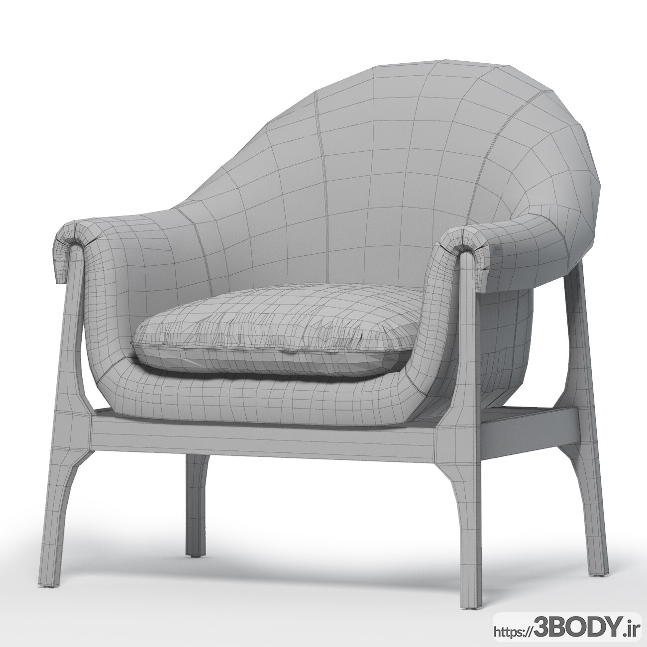مدل سه بعدی  صندلی راحتی قهوه ای عکس 2