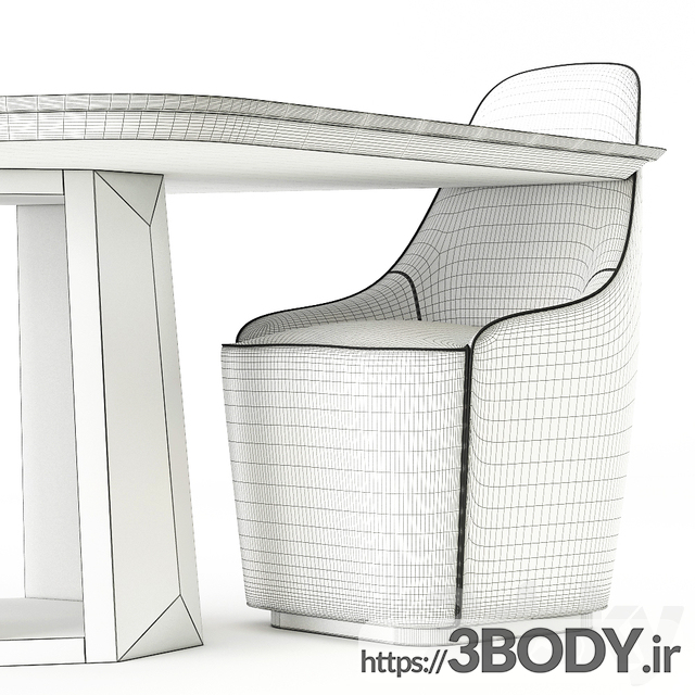 آبجکت سه بعدی  ست میز و صندلی عکس 3