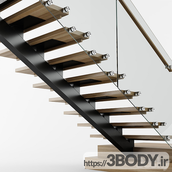 آبجکت سه بعدی راه پله داخلی مدرن عکس 4