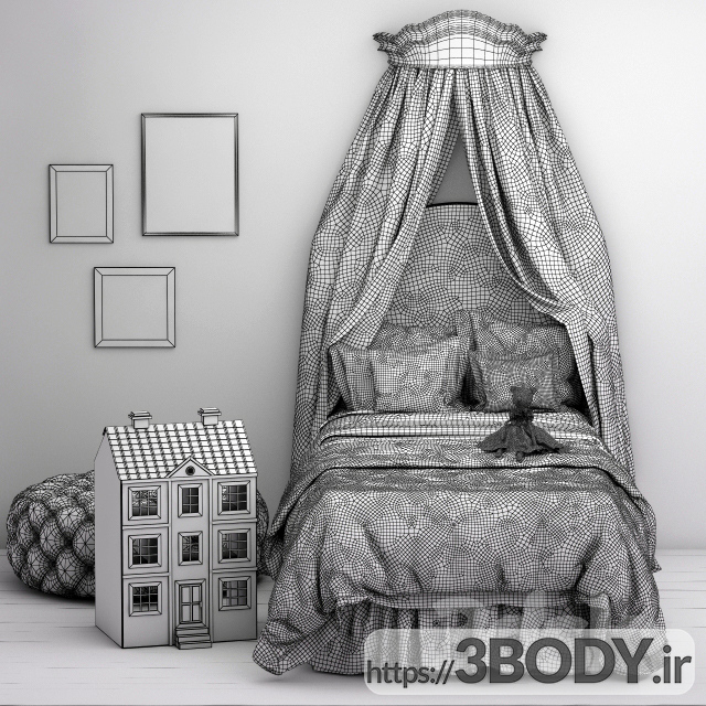 مدل سه بعدی  تختخواب  سفارشی  بچه مونیک لولییر عکس 2