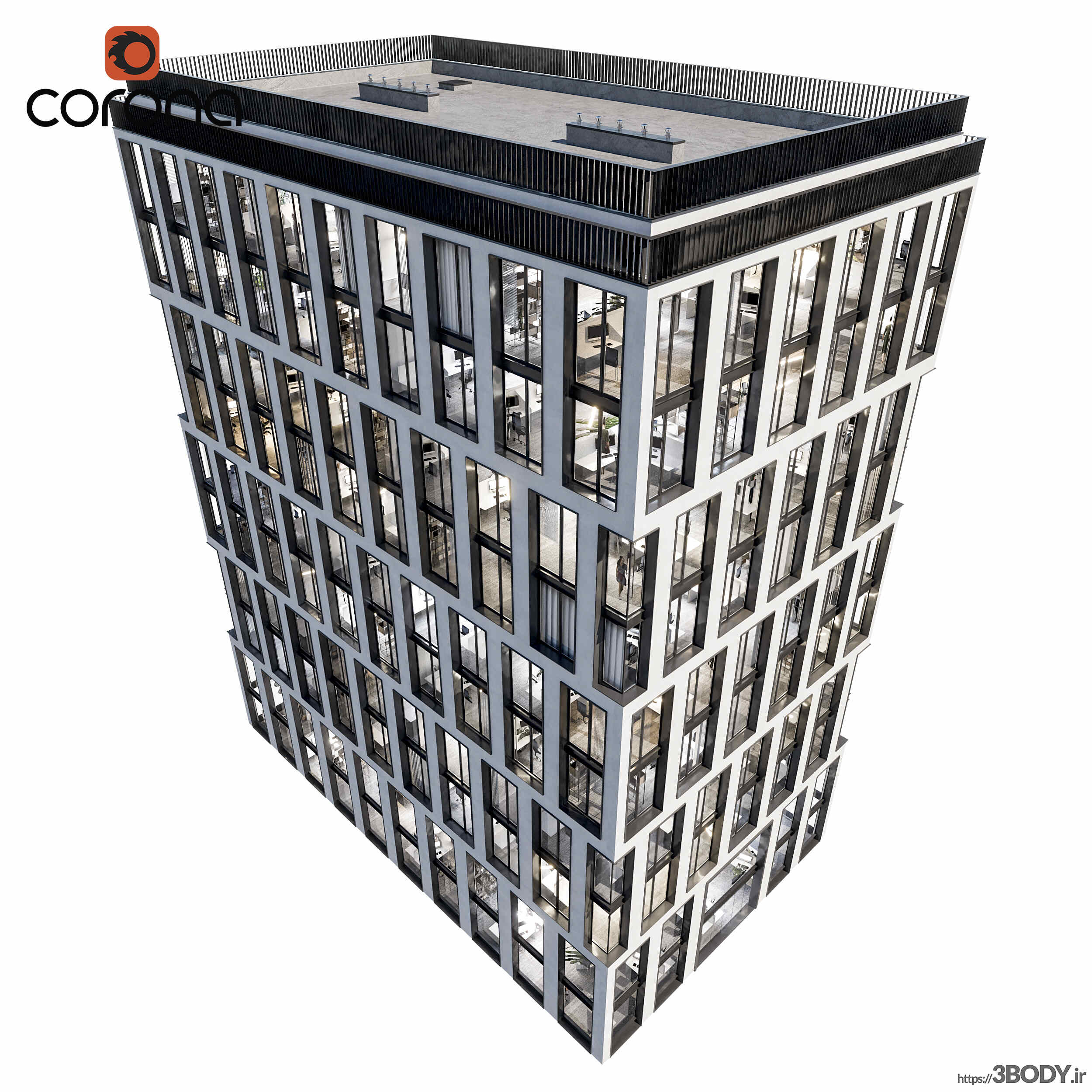 مدل سه بعدی ساختمان اداری مدرن عکس 4
