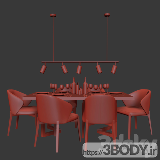 مدل ۳ بعدی میز و صندلی مجموعه ناهار خوری مدرن 3 عکس 2