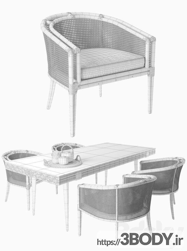 مدل سه بعدی ست میز و صندلی عکس 3