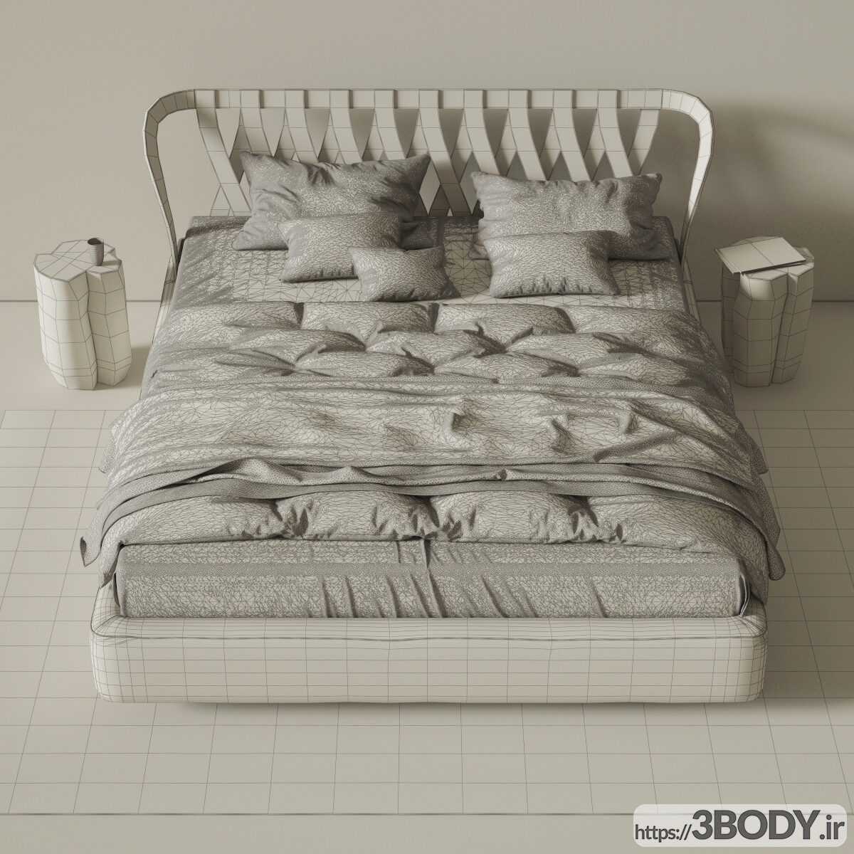 مدل سه بعدی تخت خواب دو نفره عکس 3