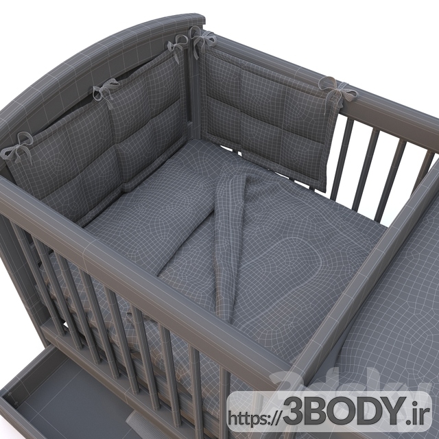 مدل سه بعدی تخت خواب بچه عکس 3