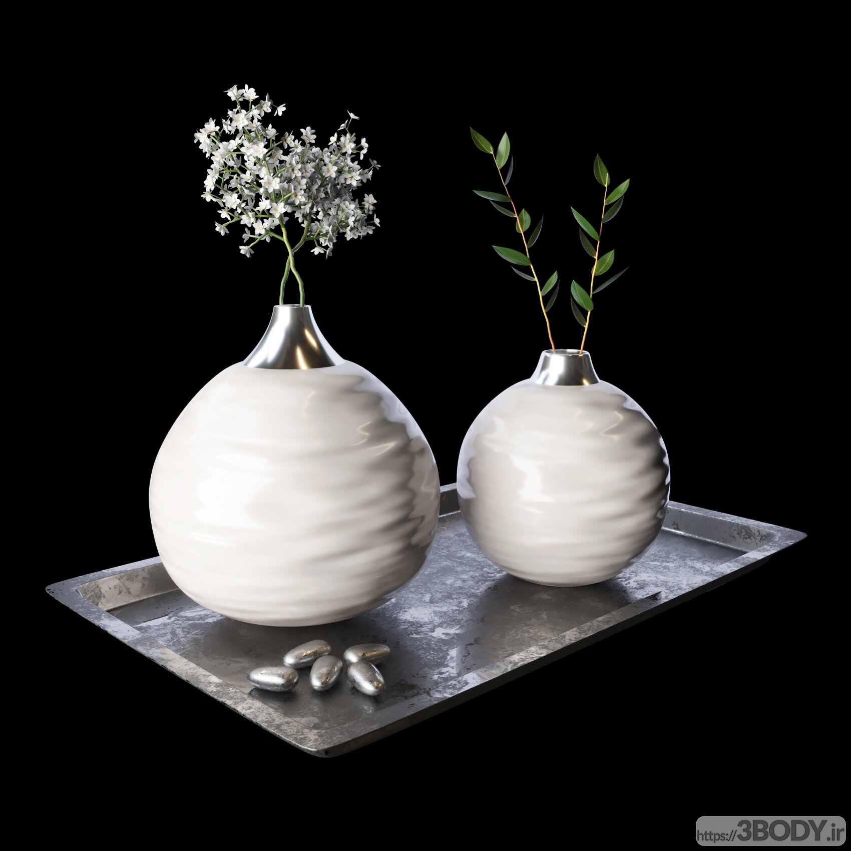 مدل سه بعدی ست دکوری دسته گل رومیزی عکس 2