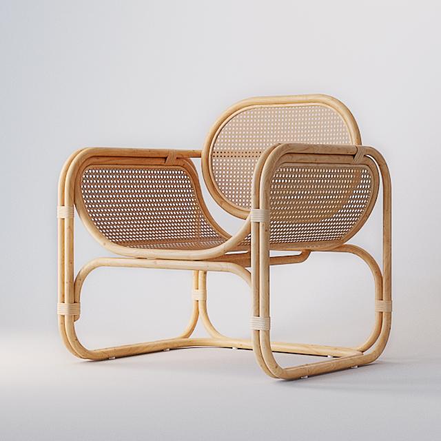 آبجکت سه بعدی صندلی چوبی سالن عکس 1