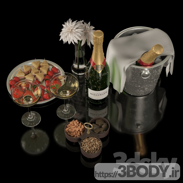 مدل سه بعدی ست نوشیدنی شامپاین عکس 3