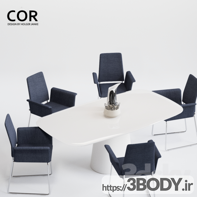مدل سه بعدی  صندلی COR و میز مخروطی عکس 2