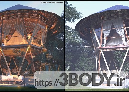 صحنه داخلی و خارجی خارجی کلبه چوبی برای sketchupt عکس 2