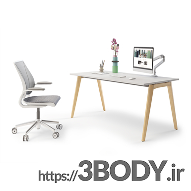 آبجکت سه بعدی اسکچاپ -میز و صندلی اداری عکس 1