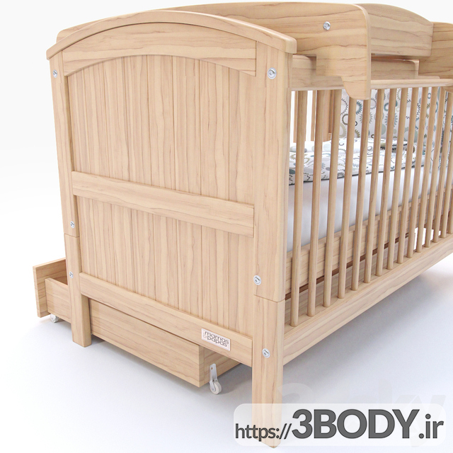 مدل سه بعدی تخت خواب بچه عکس 2