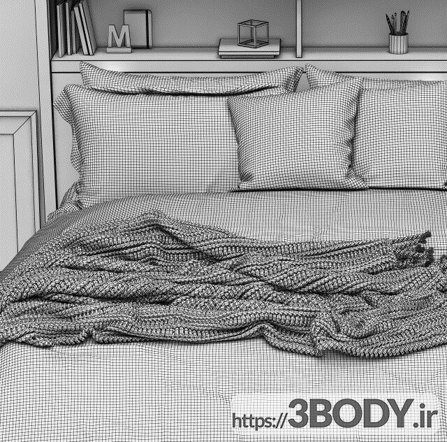 آبجکت سه بعدی تخت خواب عکس 3