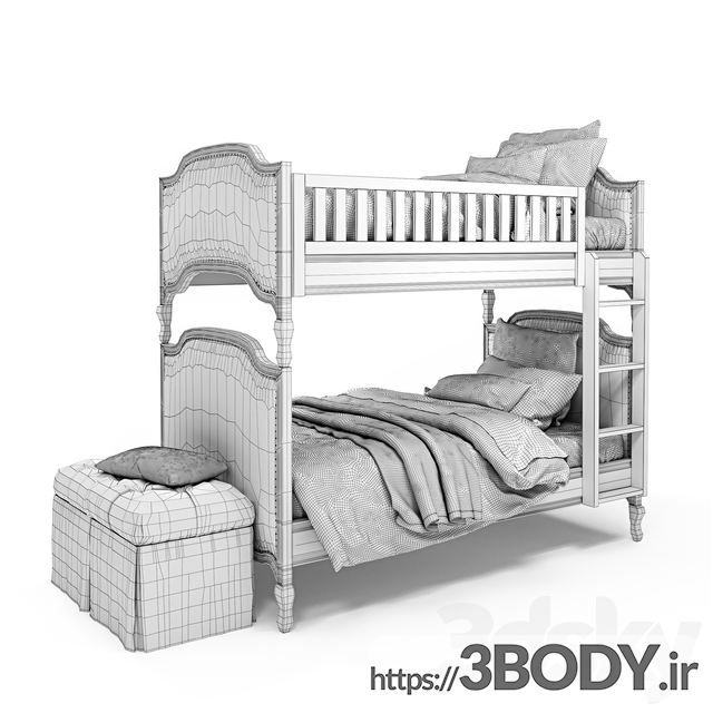 مدل سه بعدی تخت خواب بچه عکس 2