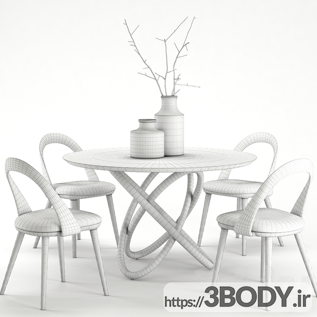 آبجکت سه بعدی   ست میز و صندلی عکس 3