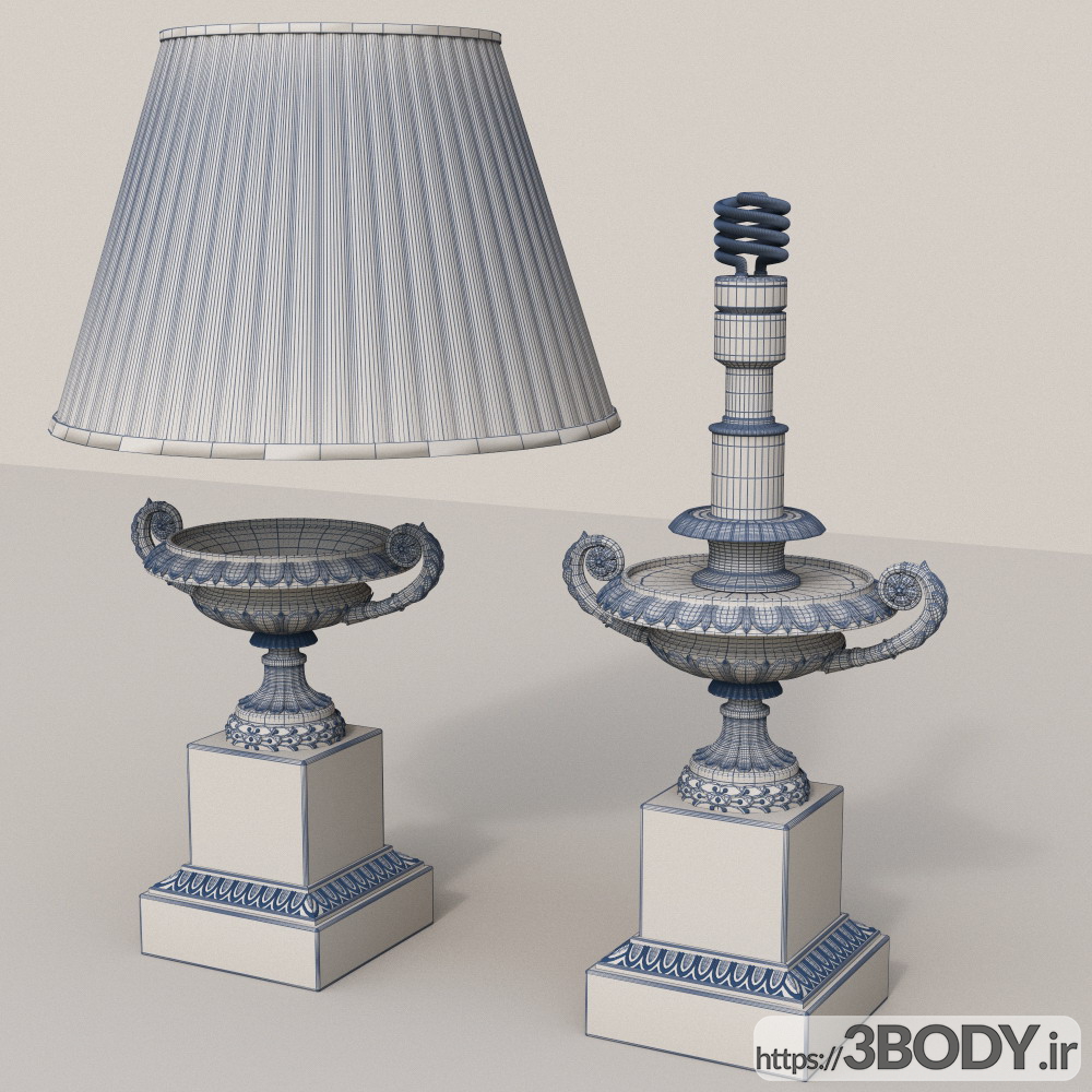 آبجکت سه بعدی لامپ و گلدان عکس 2