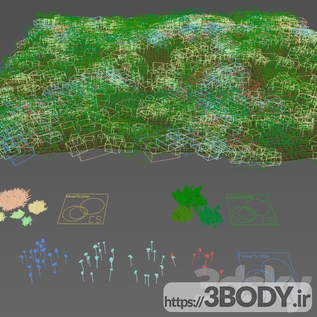 آبجکت سه بعدی چمن جنگلی عکس 3