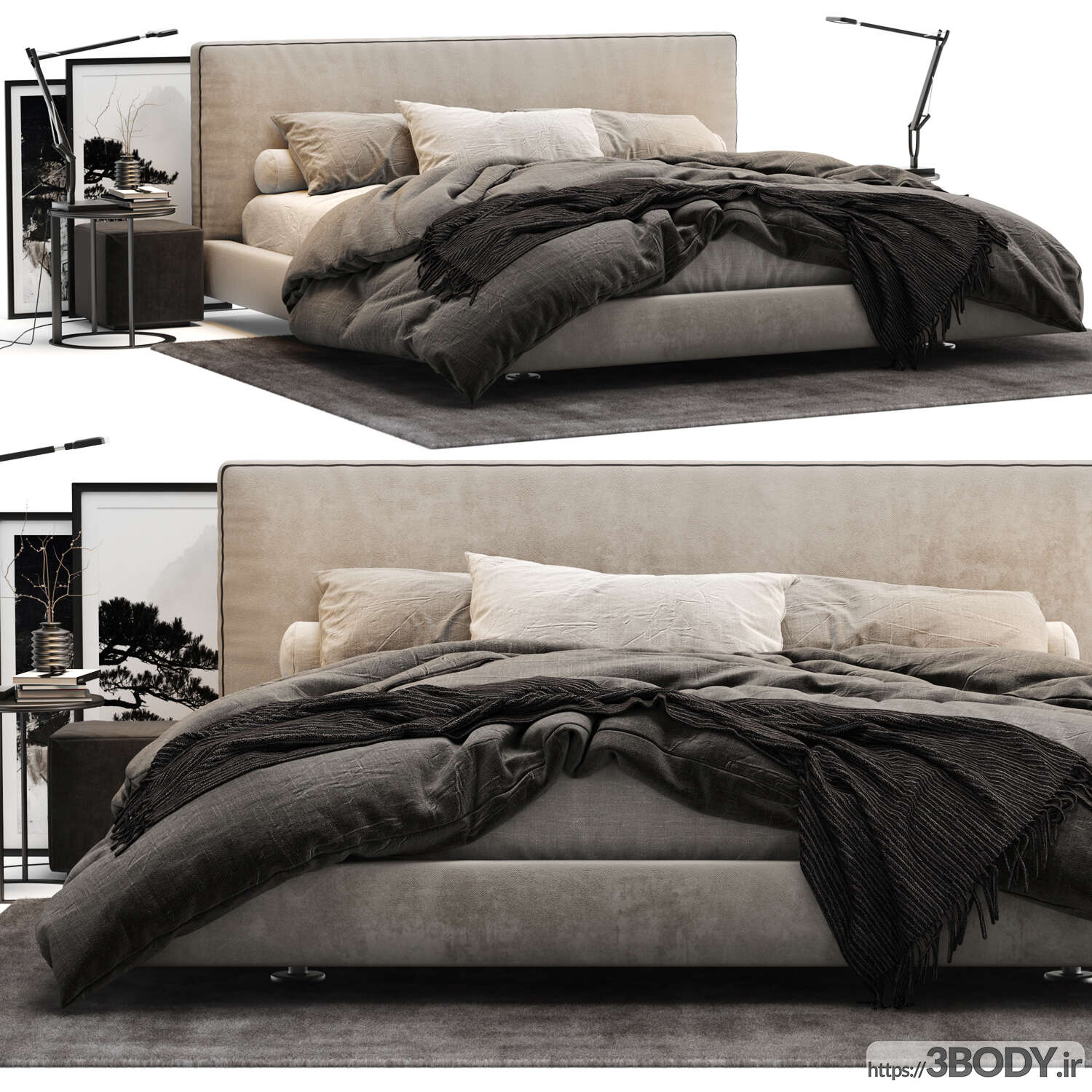 آبجکت سه بعدی تختخواب دو نفره ایتالیایی عکس 1