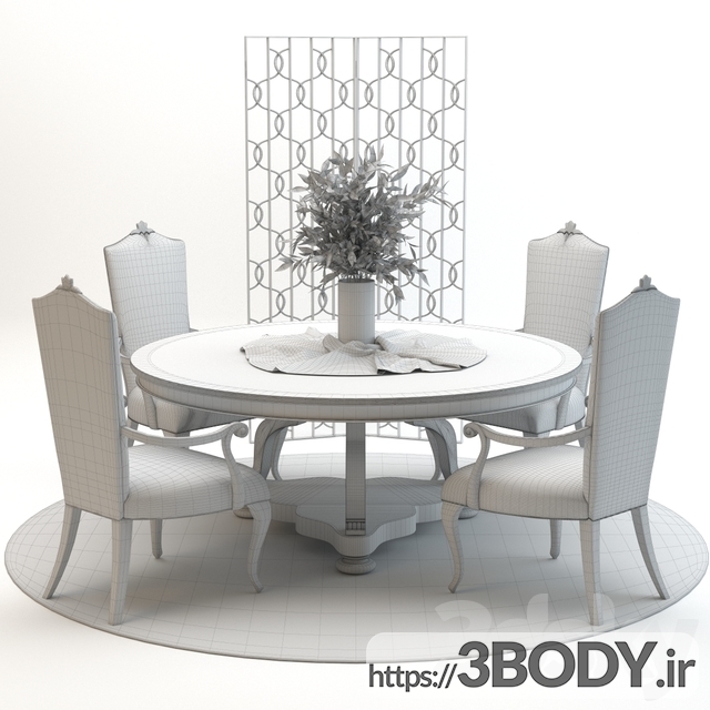 مدل سه بعدی میز و صندلی  ست غذاخوری کریستوفر گای گریس عکس 2