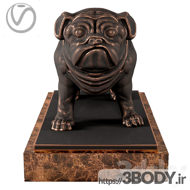آبجکت سه بعدی مجسمه سگ پاگ عکس 1