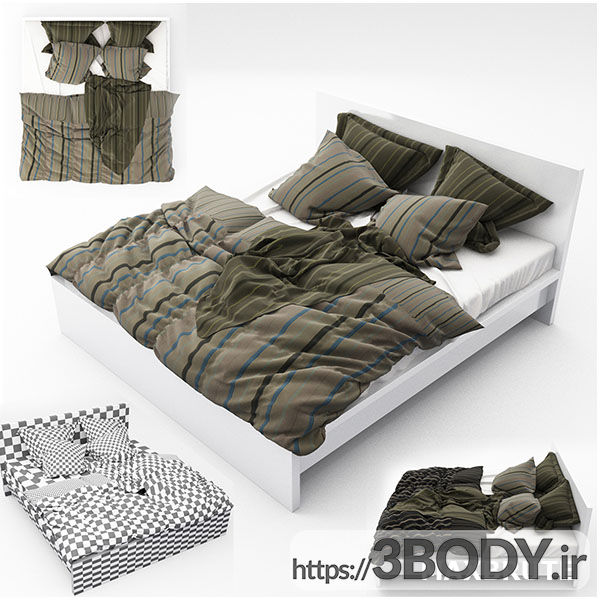 مدل سه بعدی تختخواب دو نفره عکس 1
