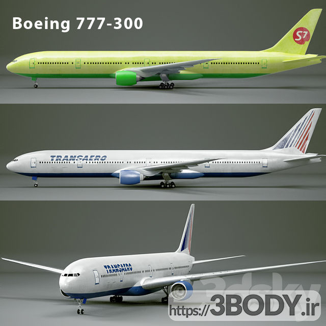 آبجکت 3 بعدی هواپیما مسافربری بوئینگ 777 300 عکس 1
