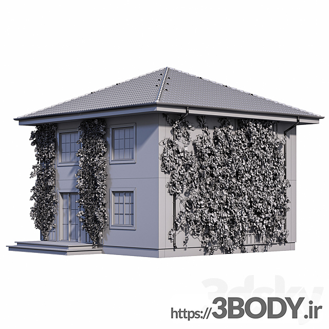 آبجکت سه بعدی خانه دو طبقه با پیچک عکس 2