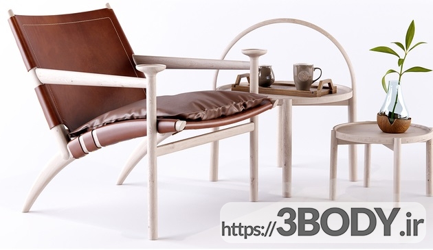 مدل سه بعدی  میز و صندلی قهوه خوری عکس 1