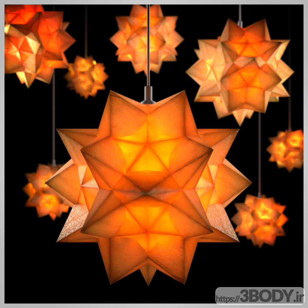 مدل سه بعدی  لوستر چراغ ستاره عکس 1