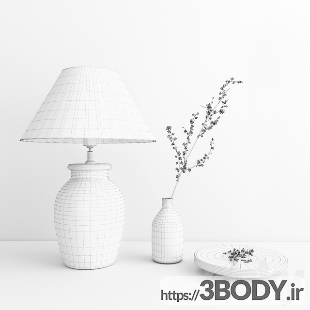 مدل سه بعدی لوازم دکوری لامپ و گلدان نپتون عکس 3