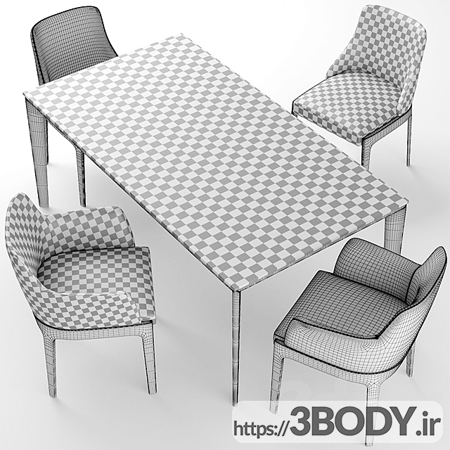 مدل ۳ بعدی میز و صندلی مولتنی چلسی عکس 3