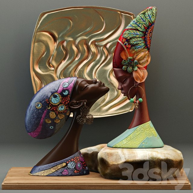 آبجکت سه بعدی مجسمه آفریقایی عکس 1