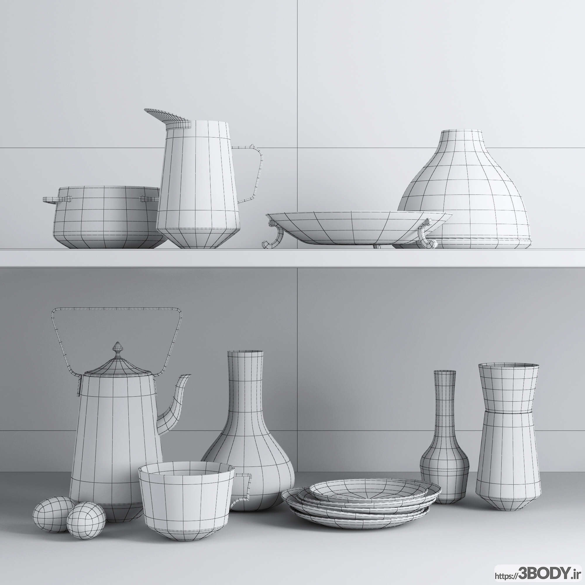 مدل سه بعدی ظروف آشپزخانه عکس 2