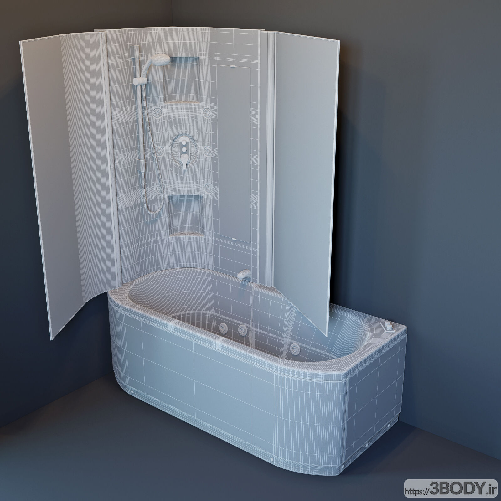 مدل سه بعدی ست دوش و وان حمام عکس 4