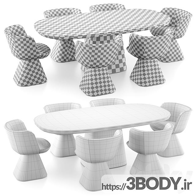 آبجکت سه بعدی میز و صندلی عکس 6